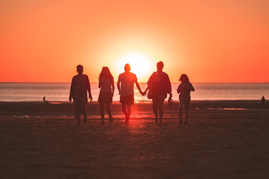 sunset family walk